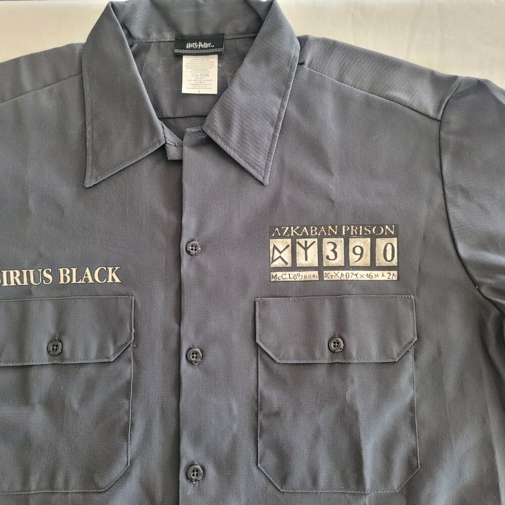 Harry Potter Sirius Black Azkaban Prison Shirt – Men's Large Cosplay Button-Up - Picture 3 of 14